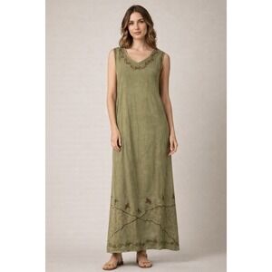 MPH Collection Bohemian Floral Embroidered Dress Sz XL Beach‎ Cottagecore Vtg